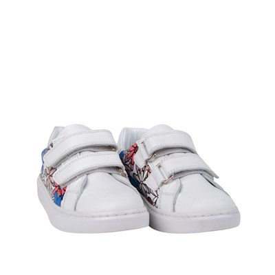 Fiore Çift Cırtlı Deri Kız Çocuk Sneaker Beyaz