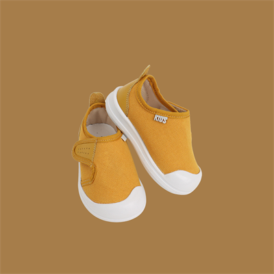 Smart Keten Tek Cırtlı Deri Detaylı Unisex Bebek Ayakkabı Hardal Rengi 