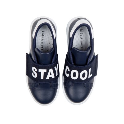 Stay Cool Yazılı Lastikli Deri Erkek Çocuk Ayakkabı Lacivert