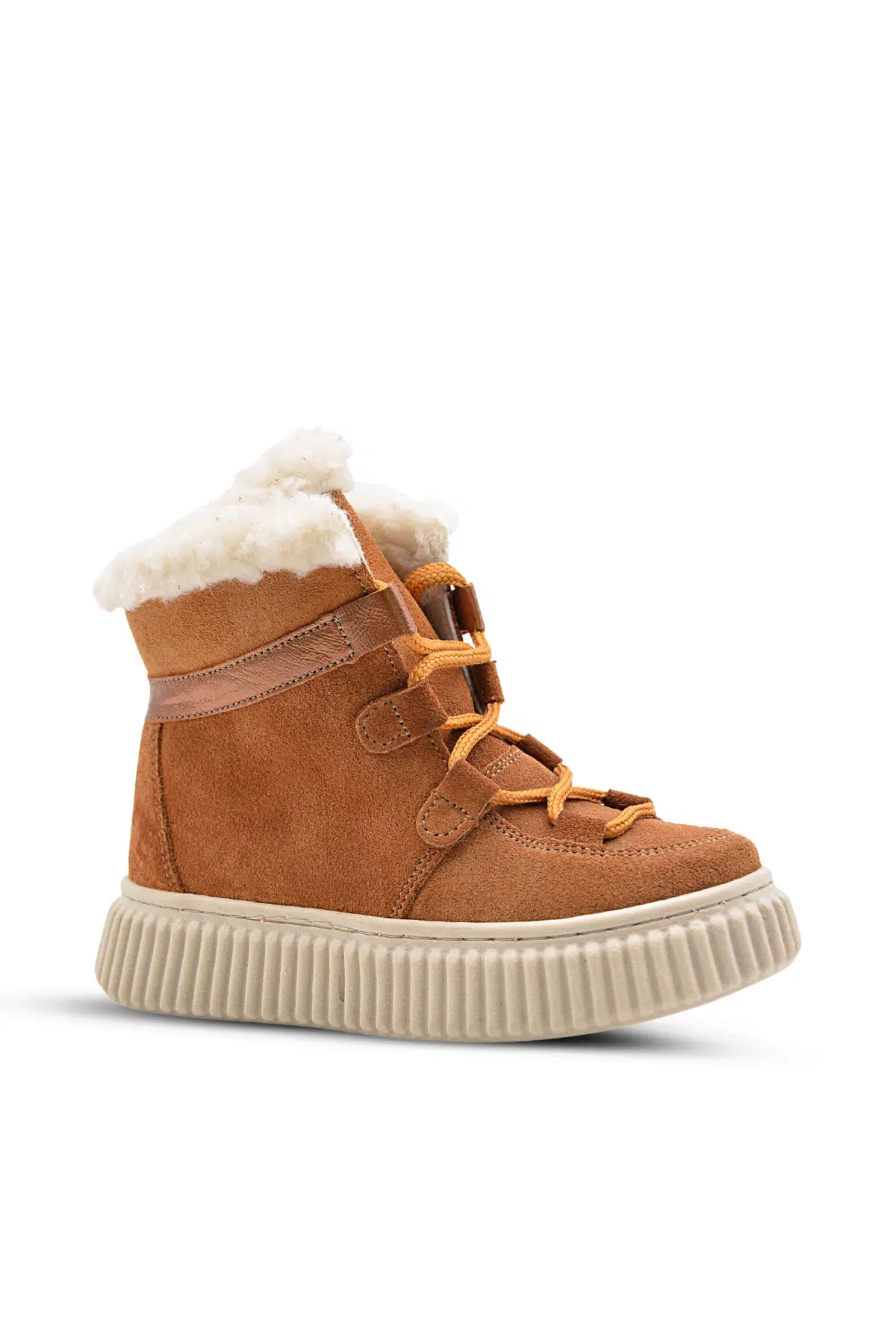Adia Nubuk Peluş Kürklü Kız Çocuk Bot Tarçın Rengi