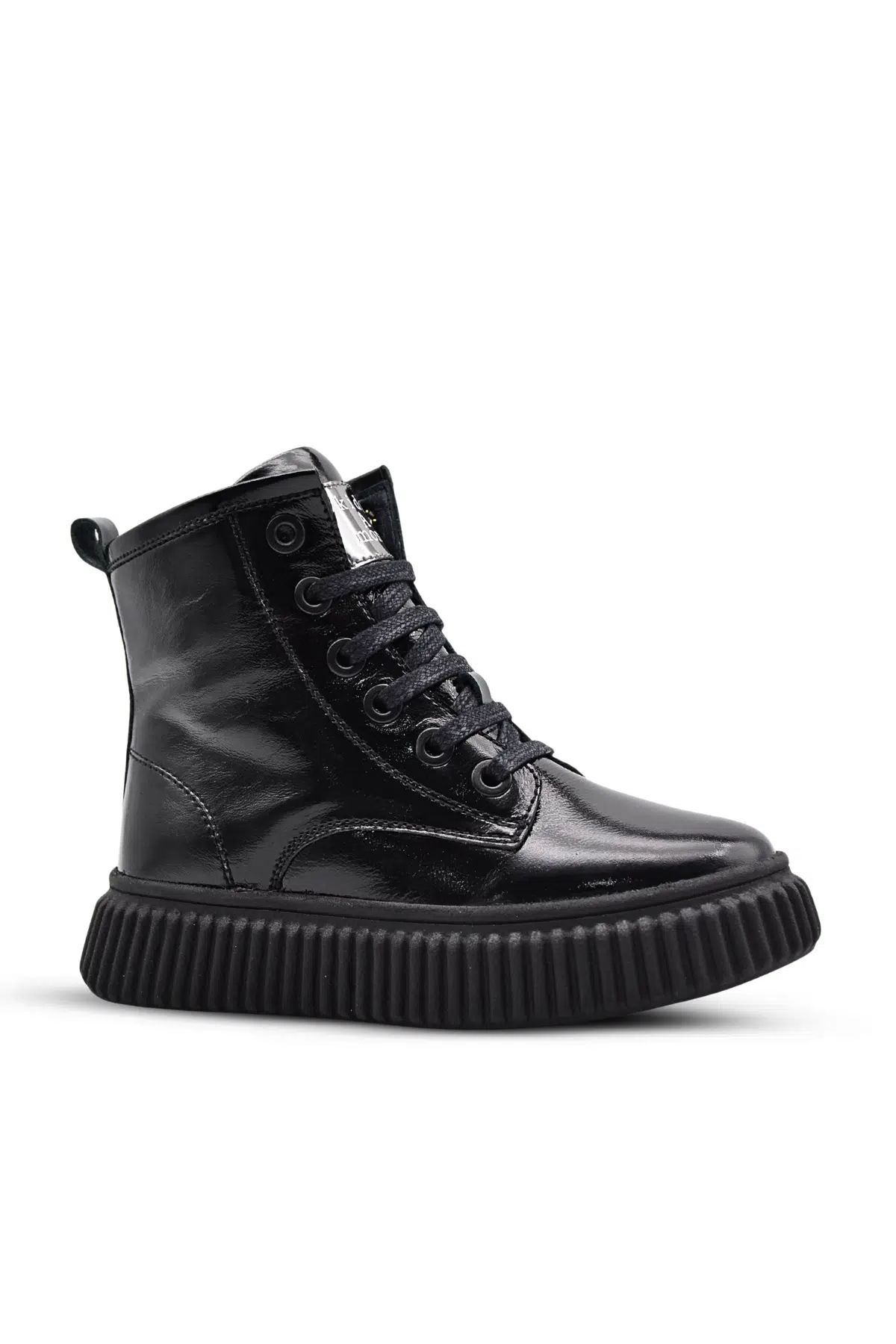 Lilly Bağcıklı Ve Fermuarlı Deri Kız Çocuk Bot Siyah