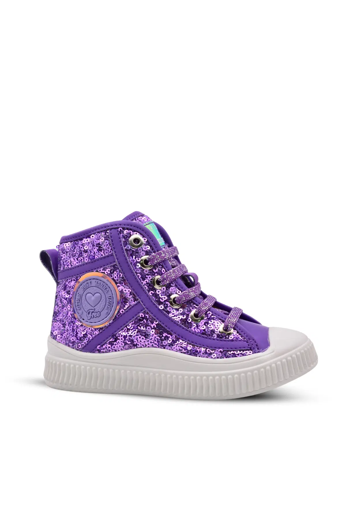 Magic Kız Çocuk Pullu ve Bağcıklı Lila Rengi Sneaker