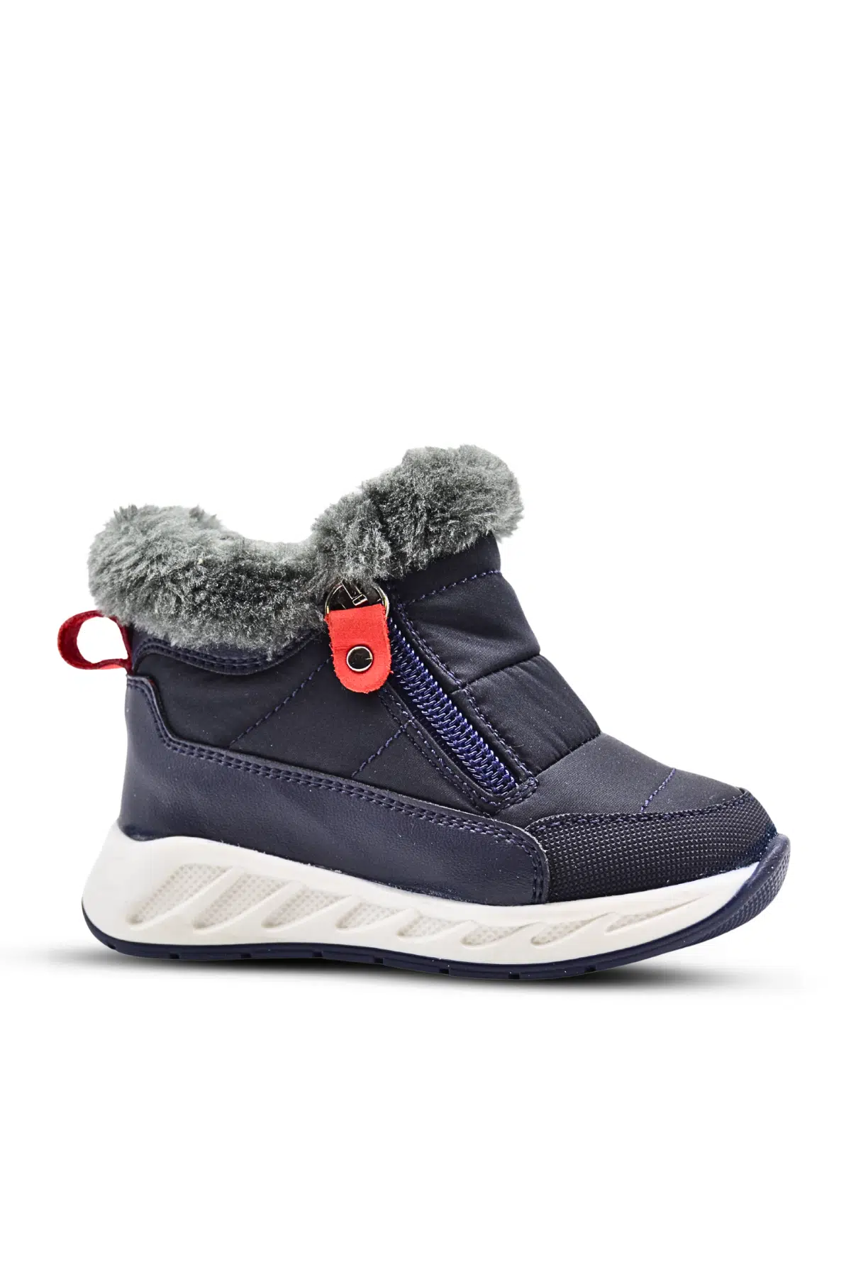 Manarola Çift Fermuarlı İçi Peluş Kürklü Paraşüt Kumaş Erkek Çocuk Bot Lacivert