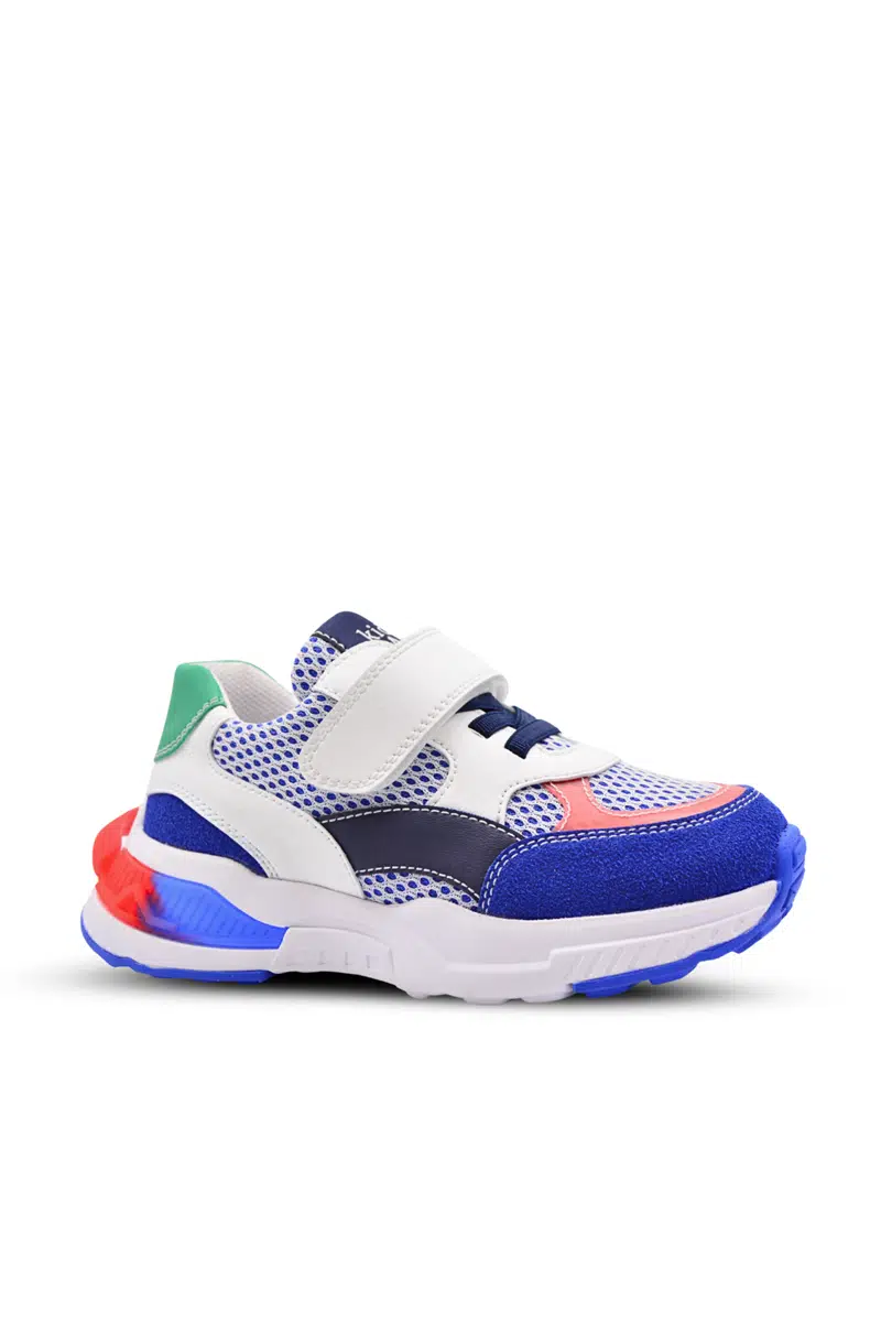 Yoyo Cırtlı Lastikli File Detaylı Deri Erkek Çocuk Ayakkabı Saks